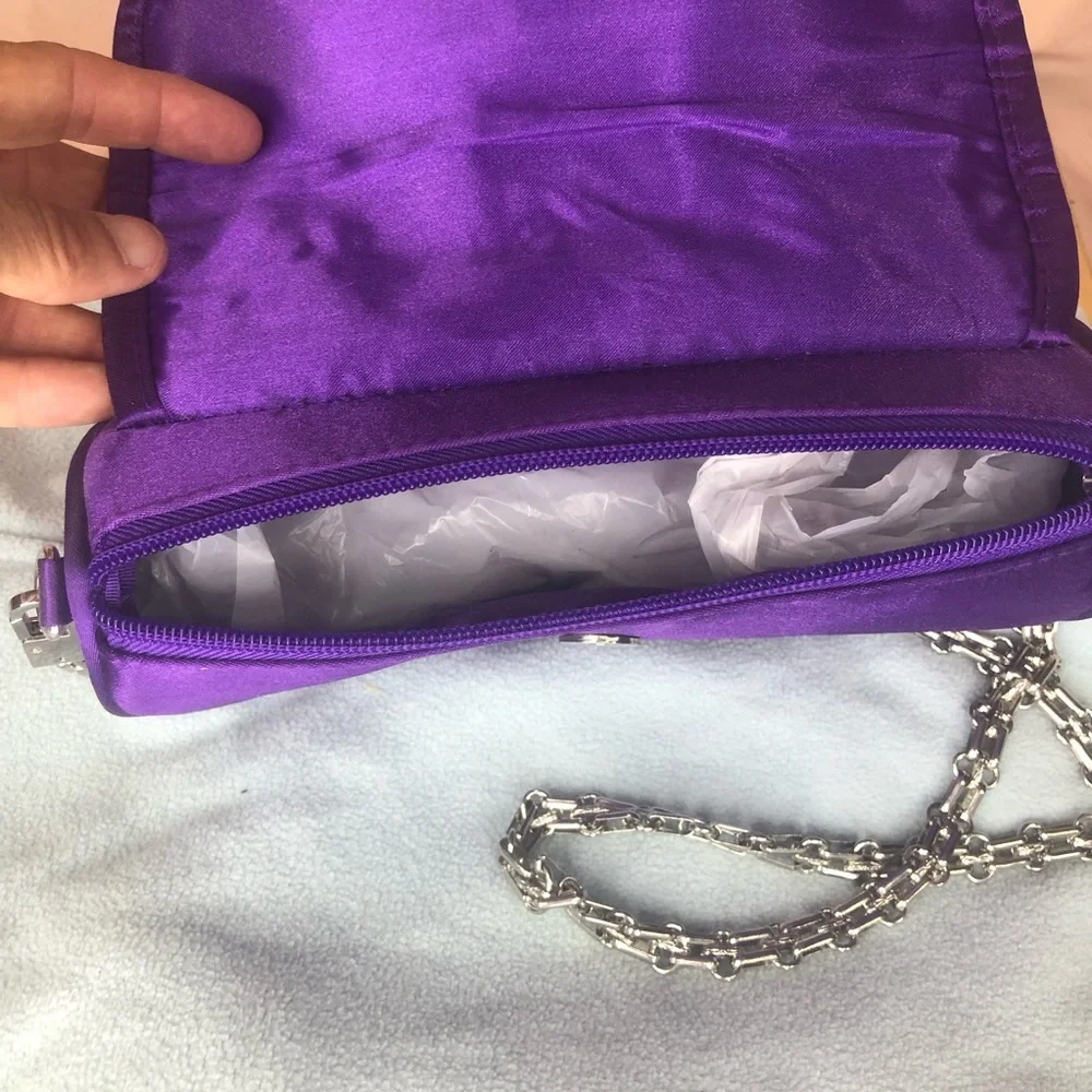 NWOT Prom Purple Crossbody Clutch Bag with Chain Strap
